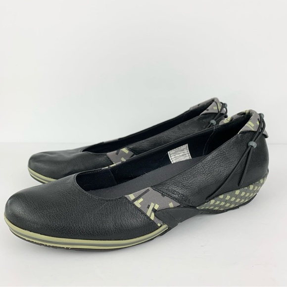 Merrell Elles Black Leather Slip On Athletic Air Cushion Bungee Flats 8.5 - Picture 5 of 12